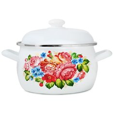 Кастрюля "Розы" сферическая 5,0 л ЭСТЕТ