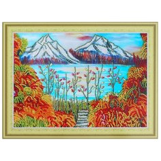 Алмазная мозаика на пенокартоне с фигурными стразами - Горы в золоте/FM004 Color KIT