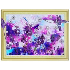 Алмазная мозаика на пенокартоне с фигурными стразами - Лавандовые колибри/FM001 Color KIT