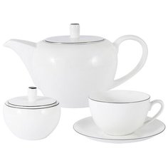 Чайный сервиз "Арктика" на 6 персон 14 предметов, костяной фарфор, цвет белый, Anna Lafarg Emily, AL-114A-E11
