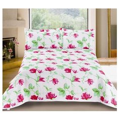 Покрывало Valtery PMP-13 160 х 220 см, белый/розовые цветы