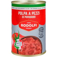 Томаты Rodolfi очищенные резаные кубиками, 400 г, Италия