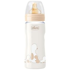 Chicco Бутылочка Original Touch с латексной соской, 330 мл, 4м+, с 4 месяцев, бежевый