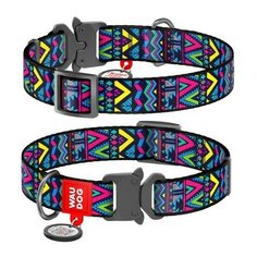 Ошейник WAUDOG Nylon с рисунком "Инди", металлическая пряжка-фастекс (ширина 20 мм, длина 24-40 см)