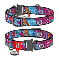 Ошейник WAUDOG Nylon с рисунком "Лето", металлическая пряжка-фастекс (ширина 15 мм, длина 23-35 см)