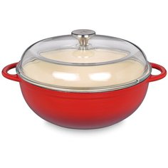 Сотейник со стеклянной крышкой KÜCHENPROFI PROVENCE d-28 см, h-10,5 см, 5 л, красный, чугун Kuchenprofi