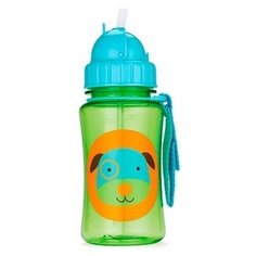 Поильник с трубочкой SKIP HOP Zoo Straw Bottle, 350 мл dog/зеленый-голубой