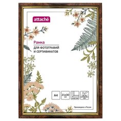Рамка пластиковая Attache 21x30 (A4) ПЭТ 582 (темный орех с золотом)