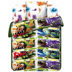 Постельное белье 1.5-спальное Василек Виаком Крутая четверка, бязь, 70 х 70 см, зеленый/фиолетовый/белый