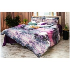 Постельное белье евростандарт Этель Флюорит, перкаль, 70 х 70 см, фиолетовый