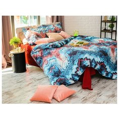 Постельное белье евростандарт Этель Агат, перкаль, 50 х 70 см, синий