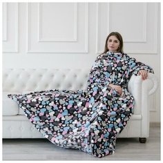 Покрывало-плед с рукавами Конфети рис.140, 140х180см, велсофт 280г/м, пэ100% 6833357 Душечка