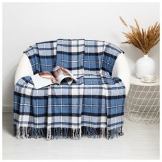 Плед Palermo 140х200см, бел/сер.гол/т.син рап.4 9007448 20% шерсть 40% пан, 40% пэ 6622905 Vladi