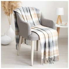 Плед Валенсия 140х200см, Picnic бел/дым/пес/пес 10 хлопок 50%,п/э30%,пан 20% 6833397 Vladi