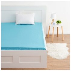 Простыня на резинке Этель 140*200*25 см, цв. голубой, 100% хлопок, мако-сатин, 128 г/м² 6783316