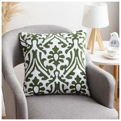 Наволочка декоративная 40х40 см, Monograms green, 100% хлопок 5084365 Этель