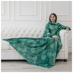 Покрывало-плед с рукавами Хвоя рис.137, 140х180см, велсофт 280г/м, пэ100% 6833359 Душечка