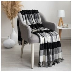 Плед Palermo 140х200см, бел/дым/антр рап.8 9010568 шерсть20%, пан40%, пэ40% 6831683 Vladi