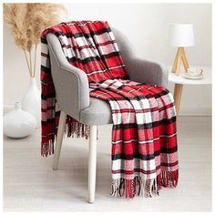 Плед Palermo 140х200см, бел/красн/черн рап. 4 9007456 шерсть20%, пан40%, пэ40% 6831685 Vladi