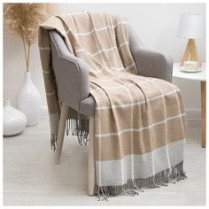 Плед Валенсия 140х200 см, HARRY бел/дым/пес, хл50%, п/э30%, пан 20% 5524632 6977768 Vladi