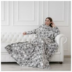 Покрывало-плед с рукавами Звезды рис.132, 140х180см, велсофт 280г/м, пэ100% 6947698 Душечка