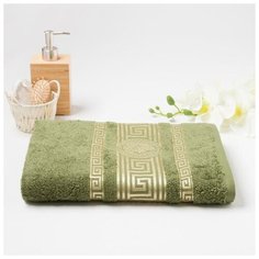 Полотенце махровое жаккардовое Афина 50х100 см, оливковый, хлопок 100%, 450г/м2 5361221 Алтын Асыр