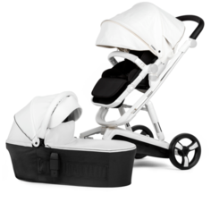 Коляска Babylux Future 2 в 1 White & White NEW, черный матрасик
