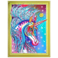 Алмазная мозаика на пенокартоне с фигурными стразами - Волшебный единорог/FM019 Color KIT