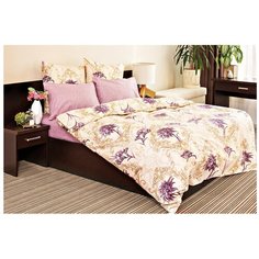 Постельное белье евростандарт Ночь Нежна Лунный свет, бязь, 70 х 70 см, розовый/бежевый