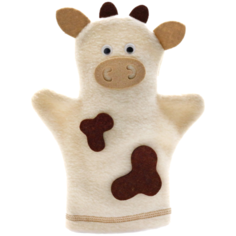 SmileDecor Кукла на руку Корова (Ф023) белый/коричневый