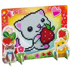 ИГРАМАМА 3D пазл с алмазной мозаикой Котенок с клубникой