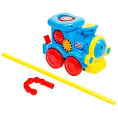 Каталка паровоз синий для мальчиков и девочек от 18-ти месяцев/Каталка на палке для малышей/Первая каталка Panawealth Inter Holdings