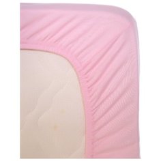 Простыня на резинке трикотаж Розовый 90*200*25 Кулирка Хлопок 100% ОТК