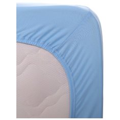 Простыня на резинке трикотаж Голубой 90*200*25 Кулирка Хлопок 100% ОТК