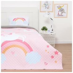 Набор "Этель" 1,5 сп Pink unicorn, покрывало 145х210 см, наволочка 40х60 см, микрофибра 5479851