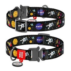 Ошейник WAUDOG Nylon с рисунком "NASA", металлическая пряжка-фастекс (ширина 25 мм, длина 35-58 см)