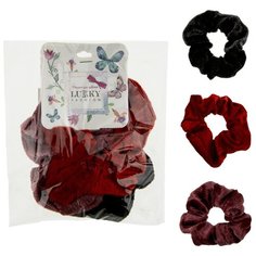 Резинка Lukky текстильные, бархат 3 шт. черный/красный/темно-розовый