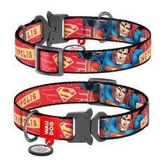 Ошейник WAUDOG Nylon с рисунком "Супергерой", металлическая пряжка-фастекс (ширина 25 мм, длина 35-58 см)