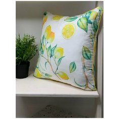 Подушка декоративная 40/40 из мако сатина, лимоны. Farfalina
