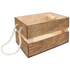 КО-2 Деревянная заготовка из фанеры Кашпо с ручками 15,6*20*12см (дуб) Astra & Craft