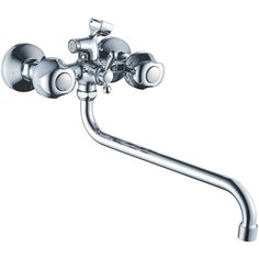 HAIBA Смеситель для ванны латунный с длинным поворотным изливом и душевой лейкой, хромированный HB26