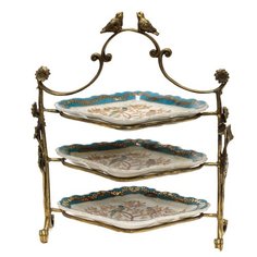 Этажерка для сервировки 23x15x31см под старину из фарфора с бронзой ГЛАСАР