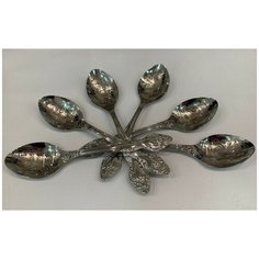 Ложка десертная "Тройка", художественная роспись (набор 6 штук) Павловский завод им. Кирова