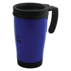 Термокружка ЛАЙМА, 400 мл, нержавеющая сталь, пластиковая ручка, синяя, 605128