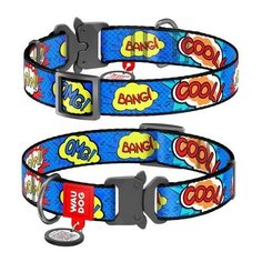 Ошейник WAUDOG Nylon с рисунком "ВАУ", металлическая пряжка-фастекс (ширина 20 мм, длина 24-40 см)