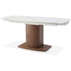 Стол раскладной Carlo 140-180, белая керамика/орех I Modern