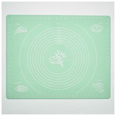 BE-4355S Коврик силиконовый для раскатки теста с разметкой мятный 50*40см Webber