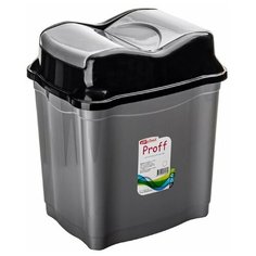 Контейнер для мусора ElfPlast Proff, серо-черный, 2 л