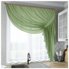 Шторы для кухни Sola "Ромео", оливковый, правая