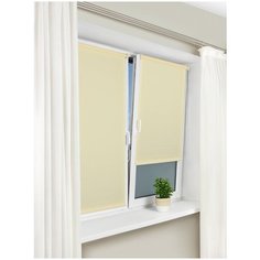 Рулонная штора с направляющими струнами Delfa "Сантайм Уни Шампань", 34*170 см Sola